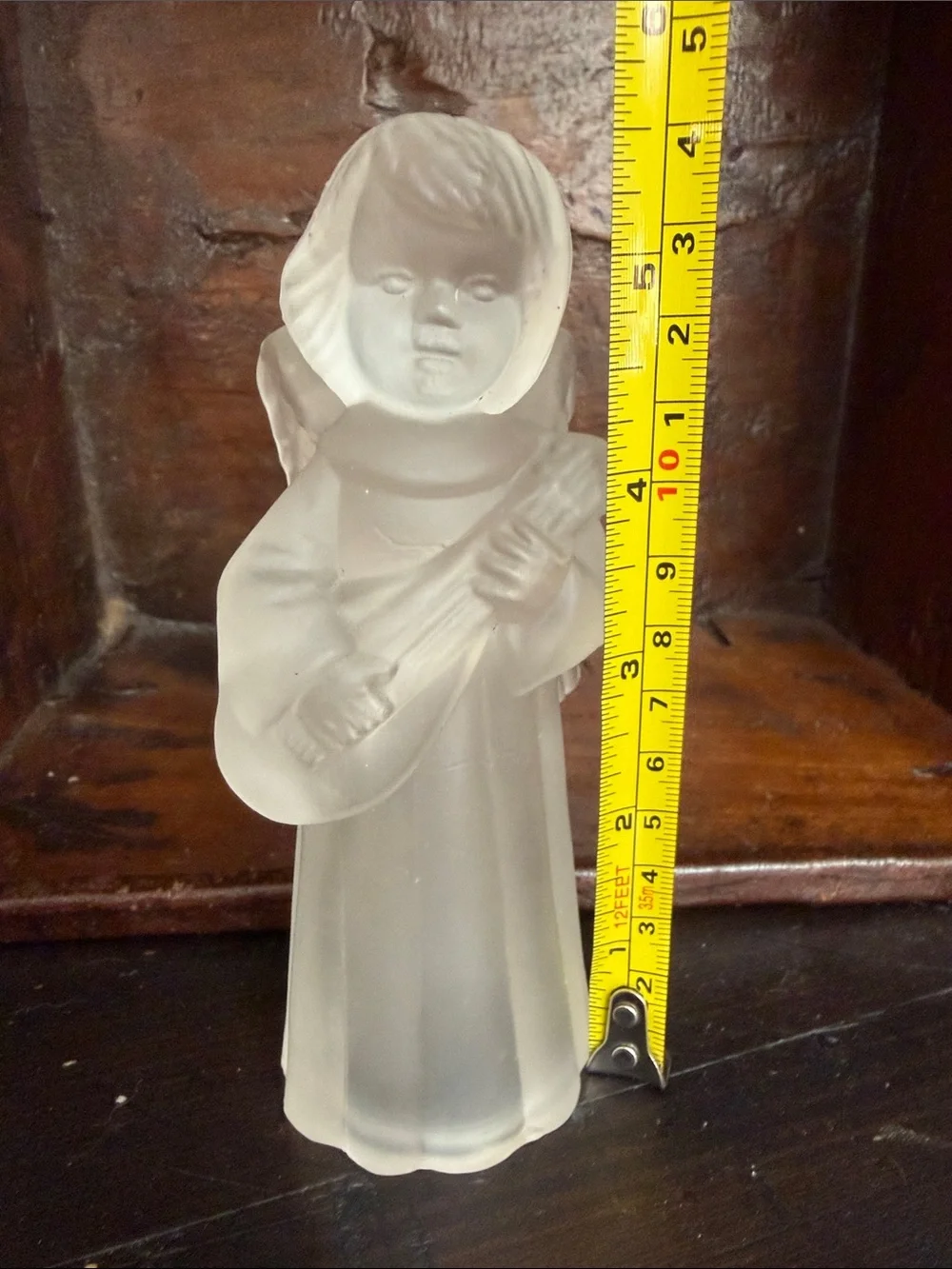 Frosted White Glass Angel Figurine CandleHolder- Holiday Decor